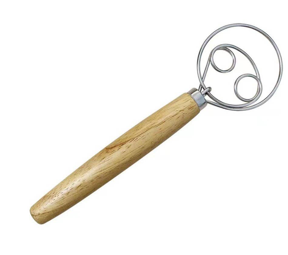 Dough Whisk Wooden Handle -
