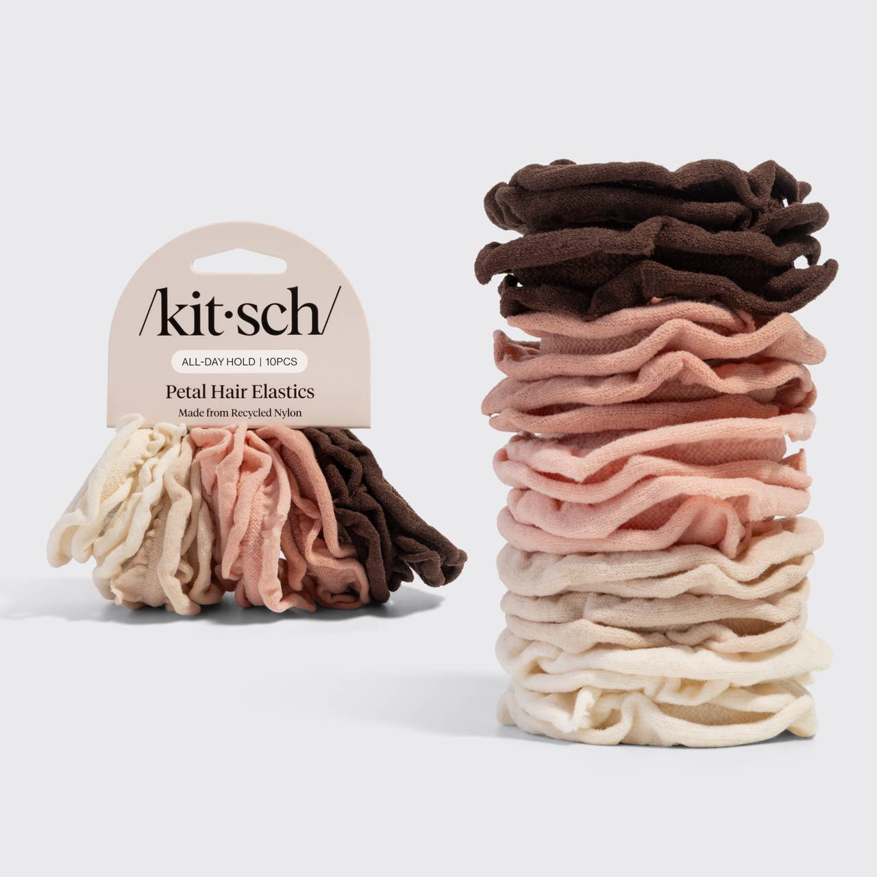 Recycled Fabric Petal Hair Elastics 10pc Set - Blush -