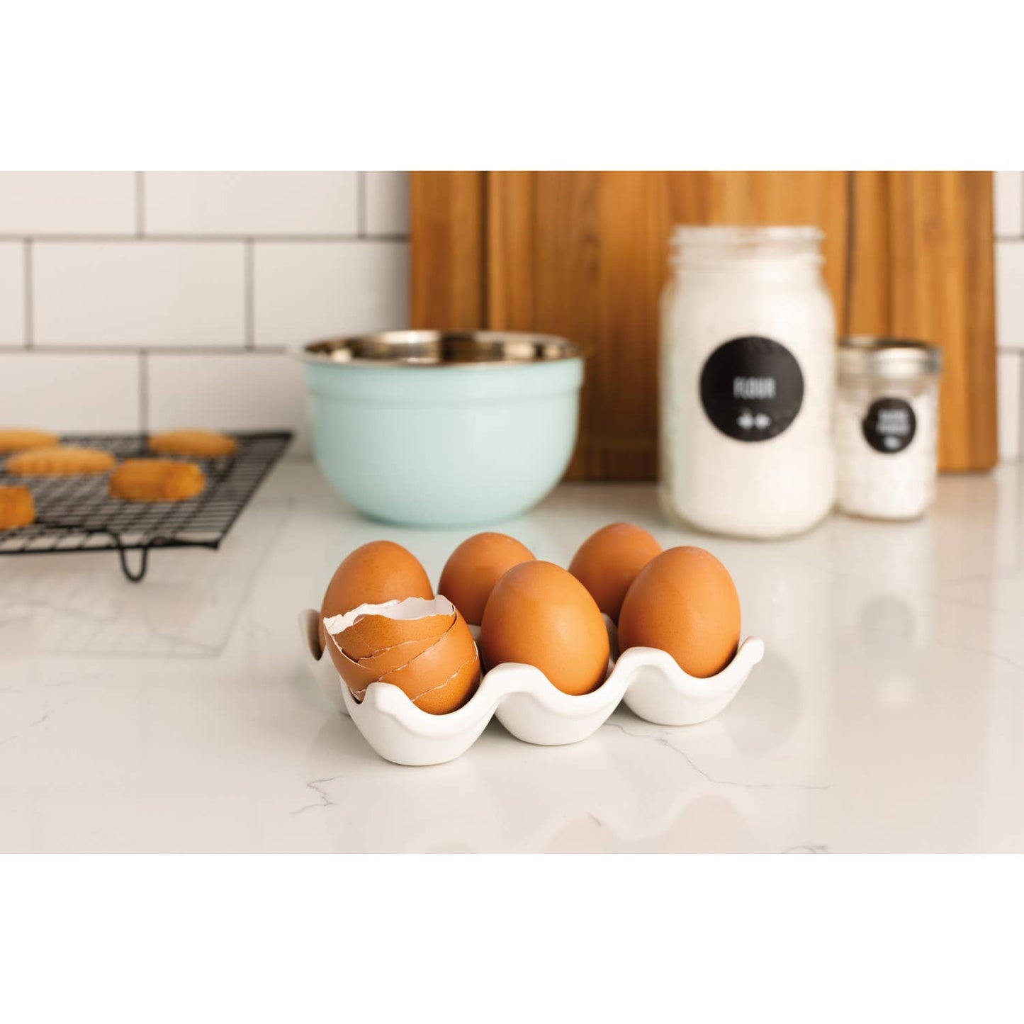 Matte White Ceramic Egg Crate -
