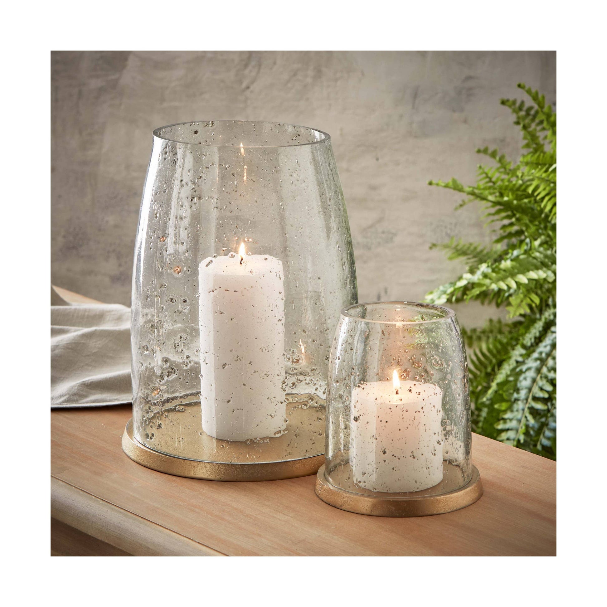 Pebble Hurricane Large Clear Glass Everyday, Summer - Candle Holders