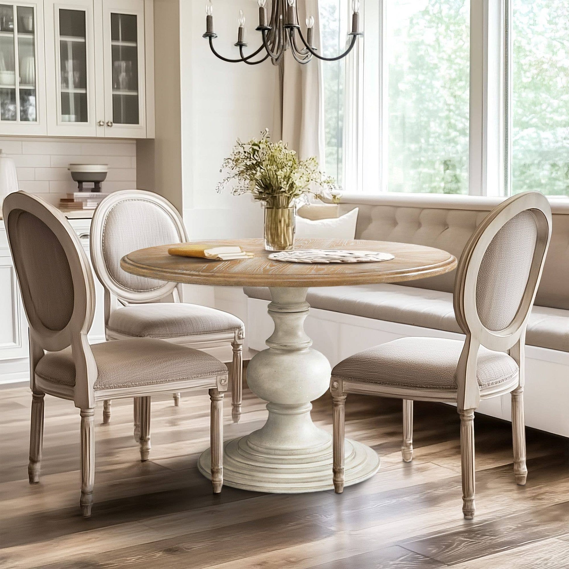 Farmhouse 46" Round Pedestal Dining Table * -
