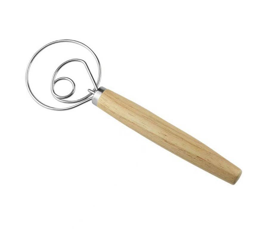 Dough Whisk Wooden Handle -