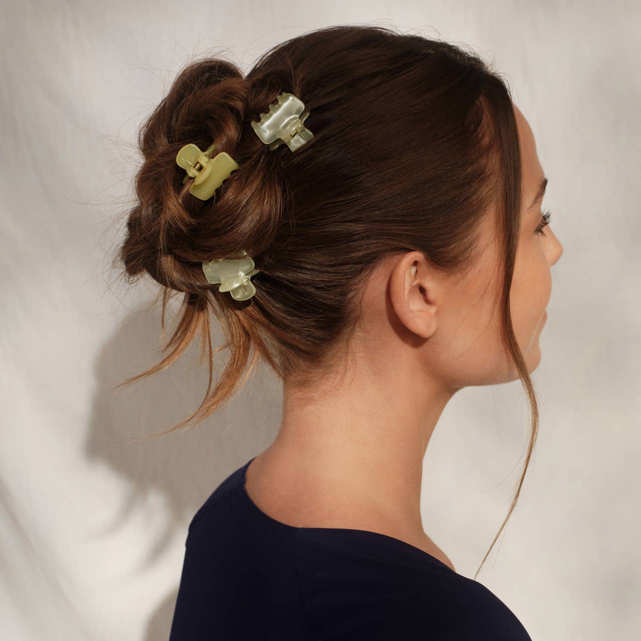 Mini Jelly Cloud Clips 8pc Set - Pearlized Cream & Butter Yellow -