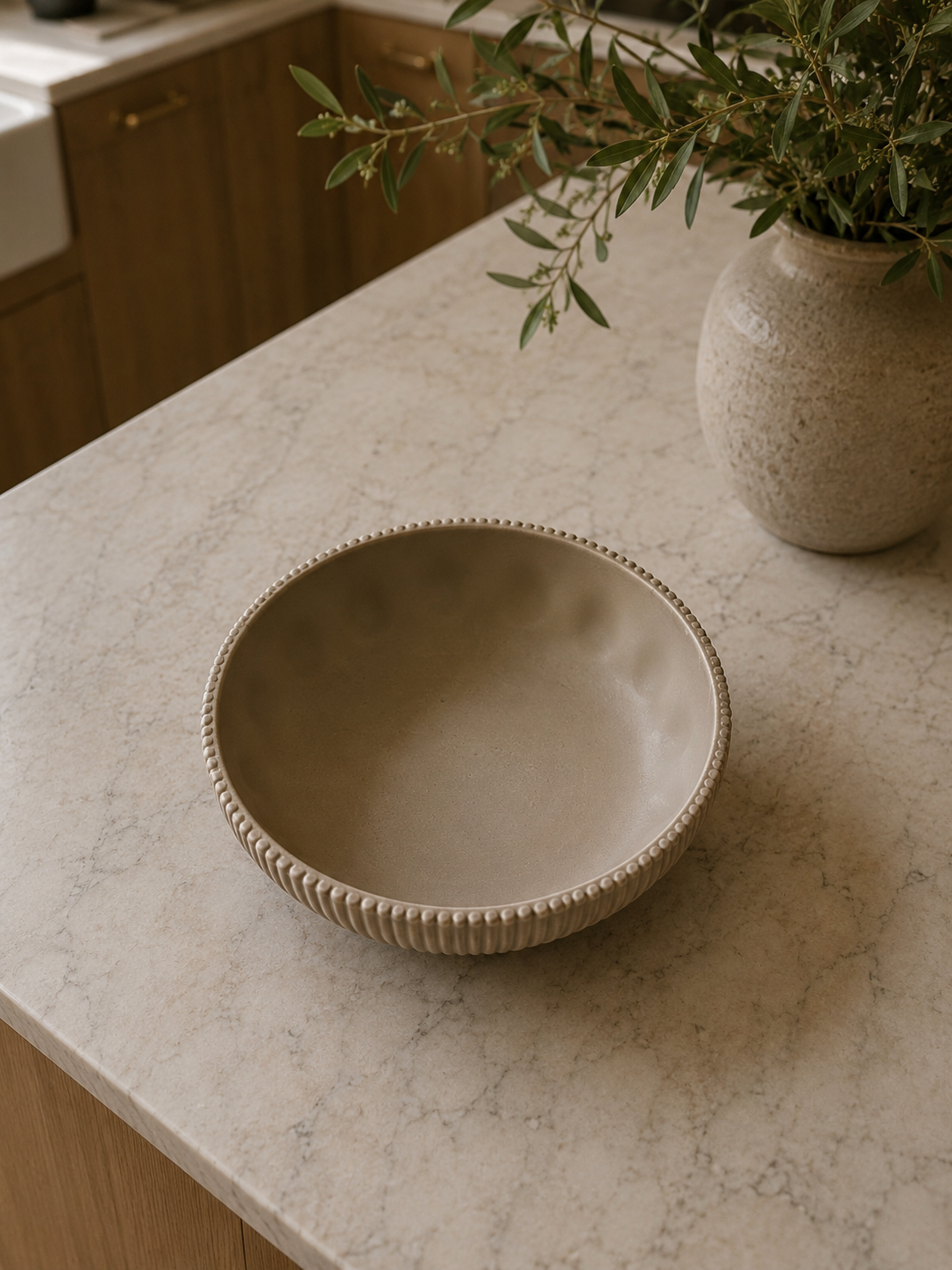 Stone Ribbed Bowl -
