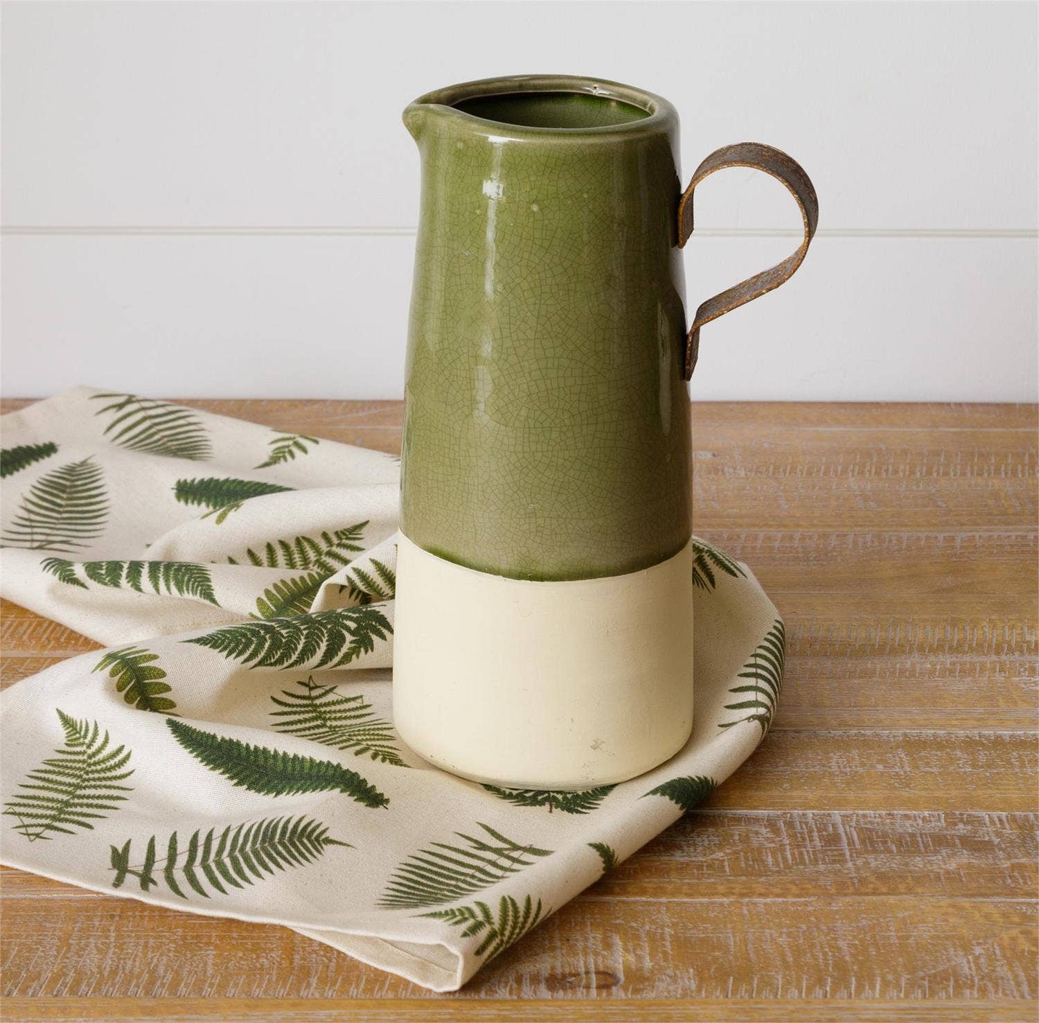 Pitcher - Green Crackle With Metal Handle (PC) -