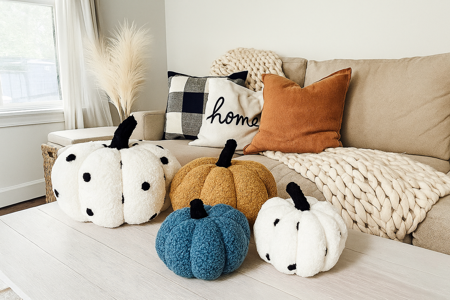 Decorative Cozy Fabric Plush Pumpkins Farmhouse & Fall Vibes -