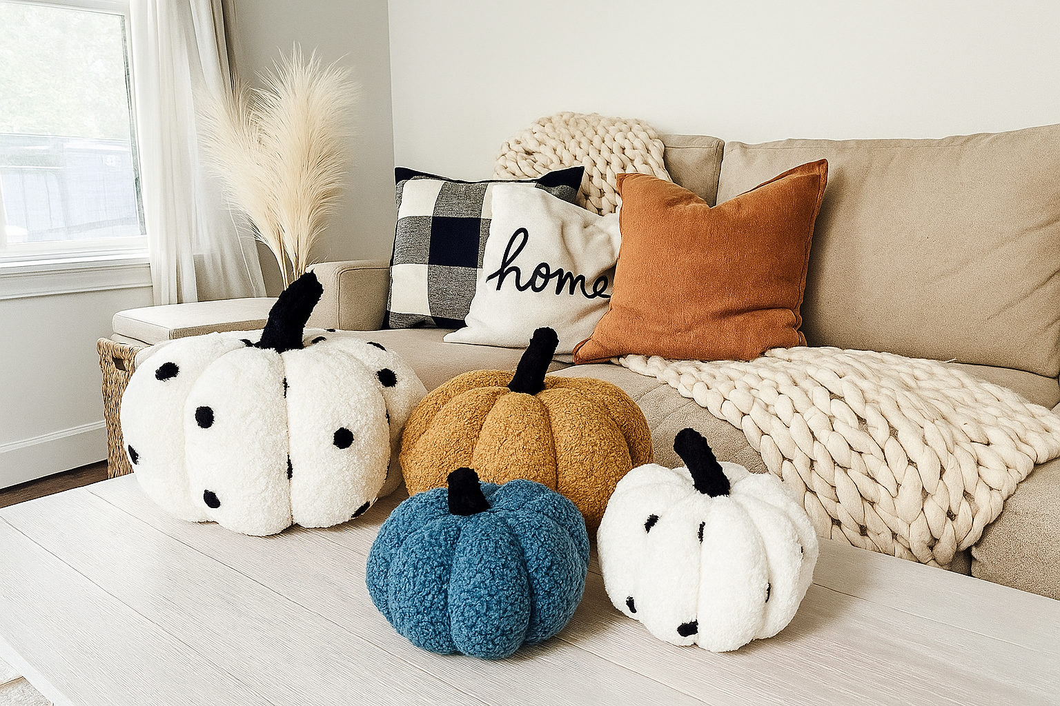 Decorative Cozy Fabric Plush Pumpkins Farmhouse & Fall Vibes -