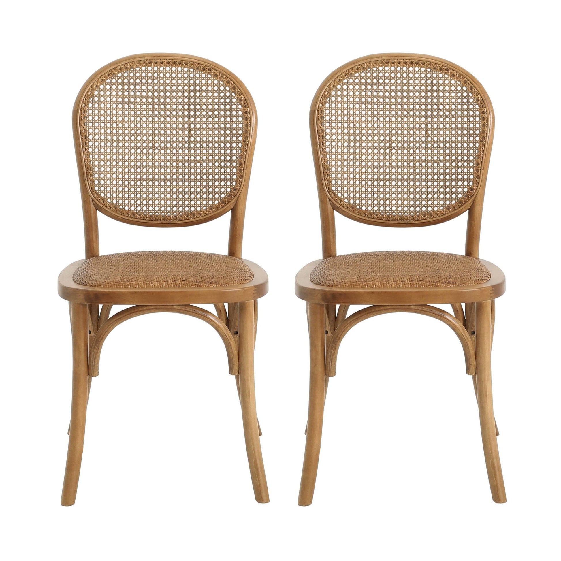 Light Brown Vintage Style Dining Chairs Set of 2 -