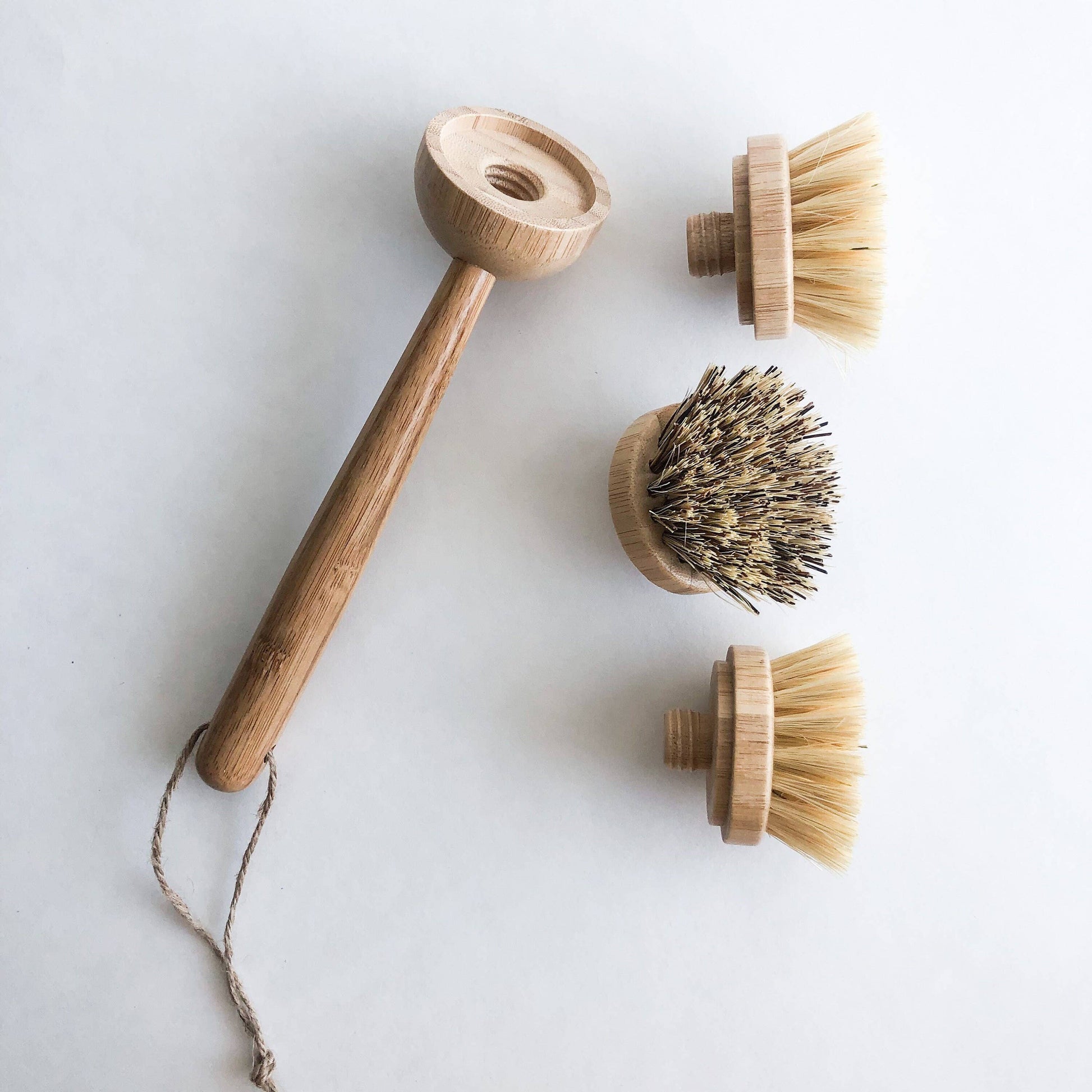Natural Bamboo Sisal Dish Brush With Replaceable Head -