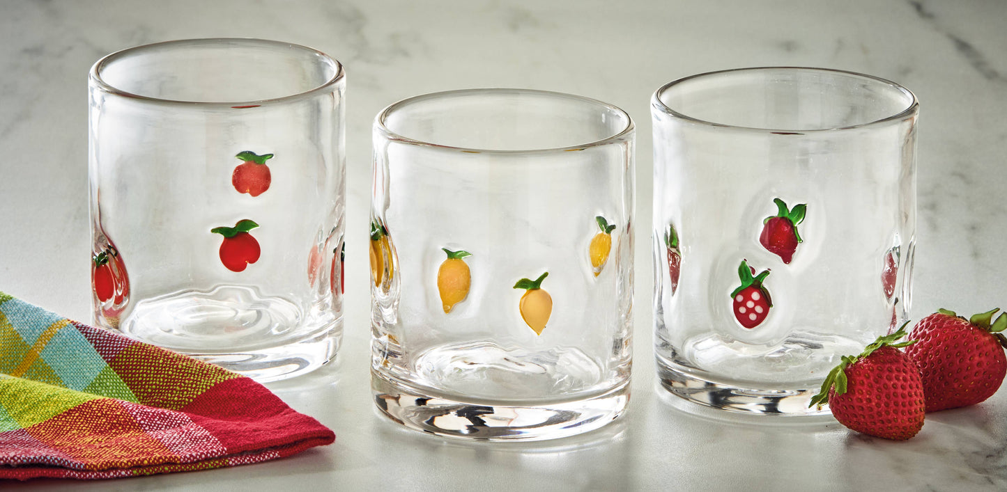 Peach Double Old Fashioned Glass Orange Summer -