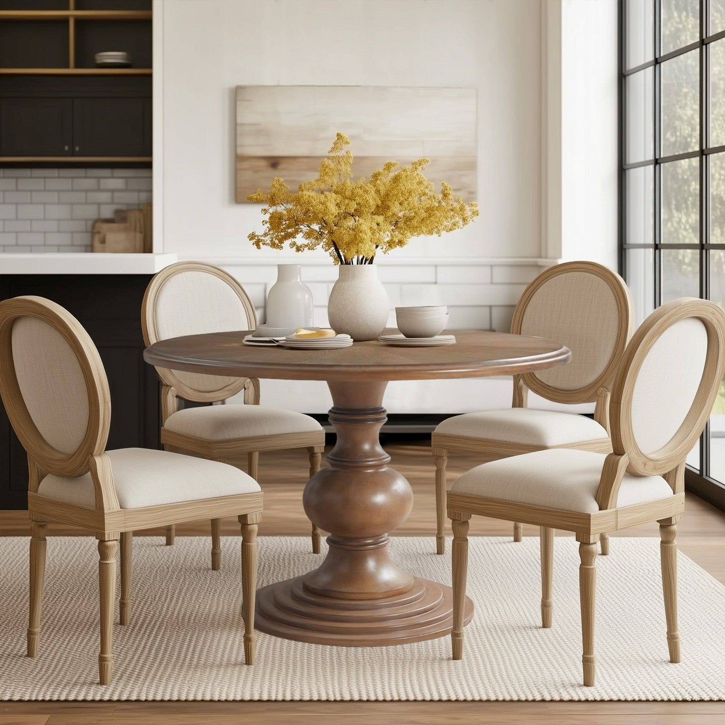 Farmhouse 46" Round Pedestal Dining Table * -