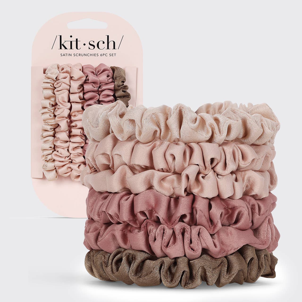Ultra Petite Satin Scrunchies 6pc - Terracotta -