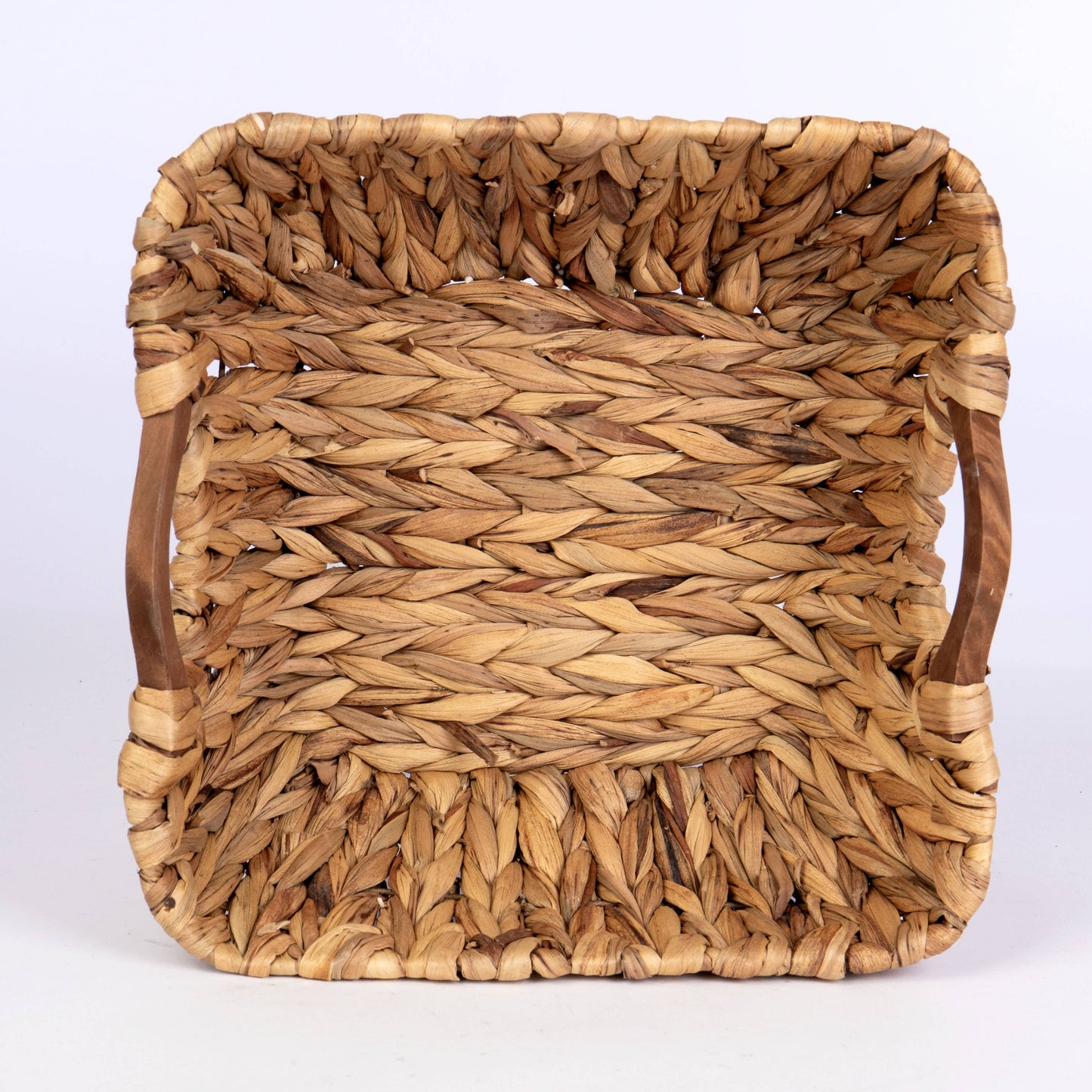 SQ HYACINTH TUB W/WOOD INSET HANDLES -