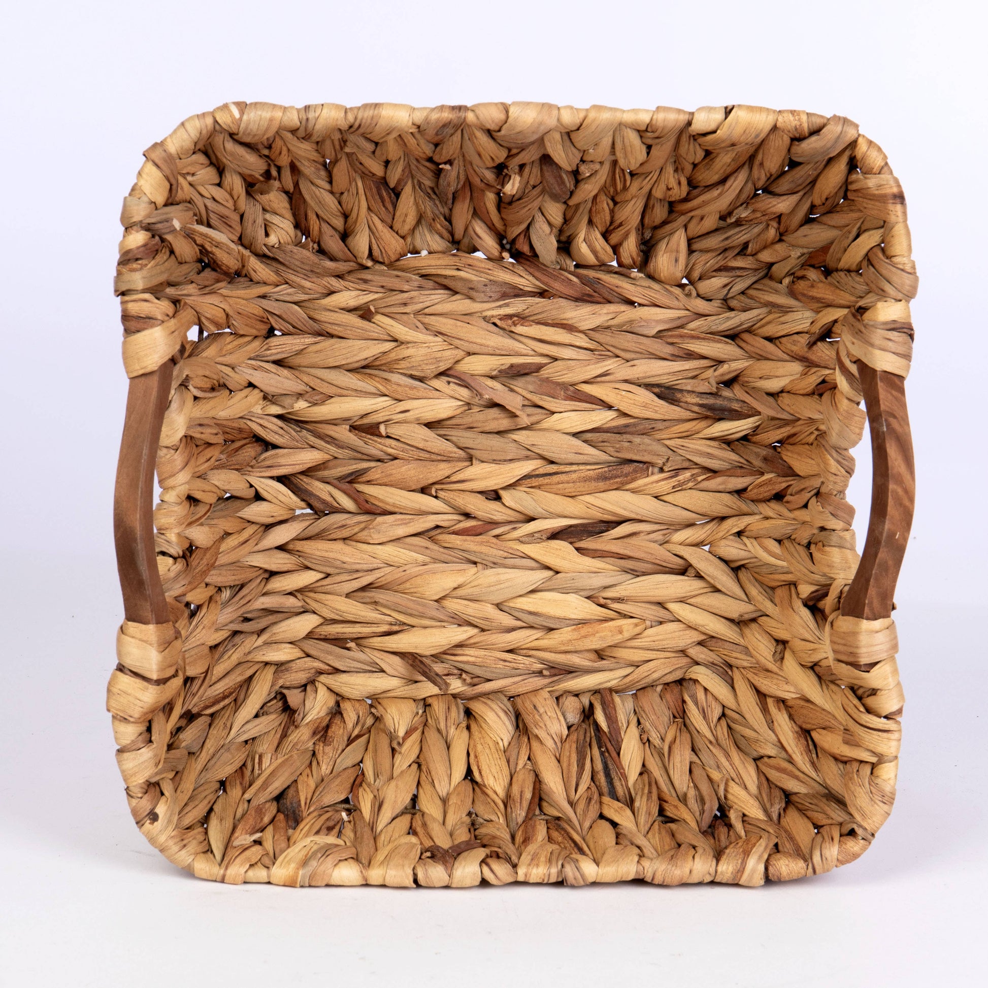 SQ HYACINTH TUB W/WOOD INSET HANDLES -