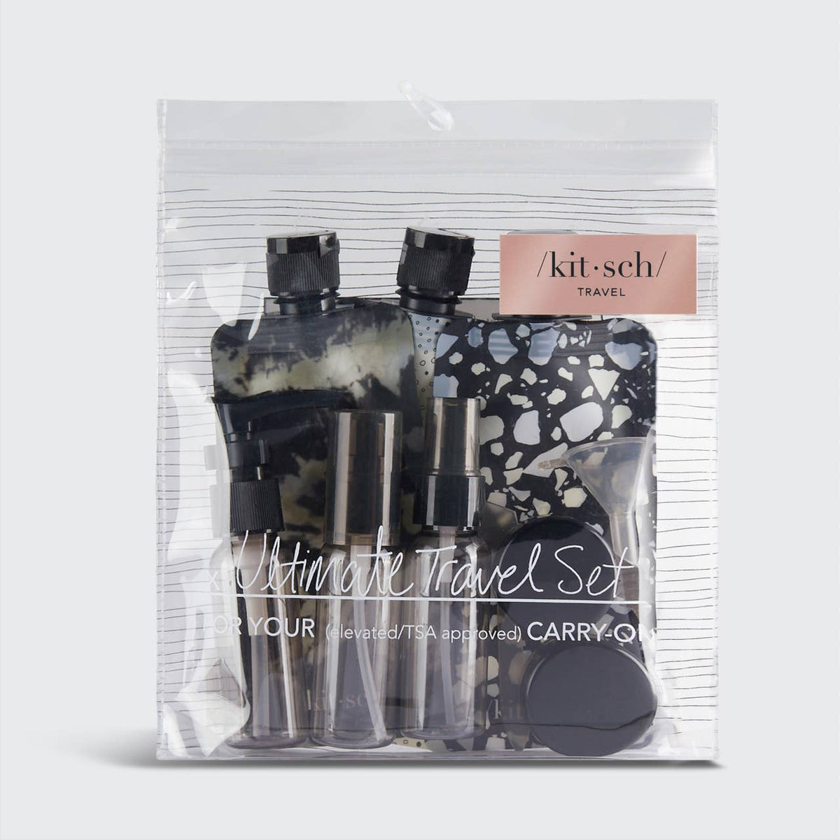 Refillable Ultimate Travel 11pc Set - Black & Ivory -