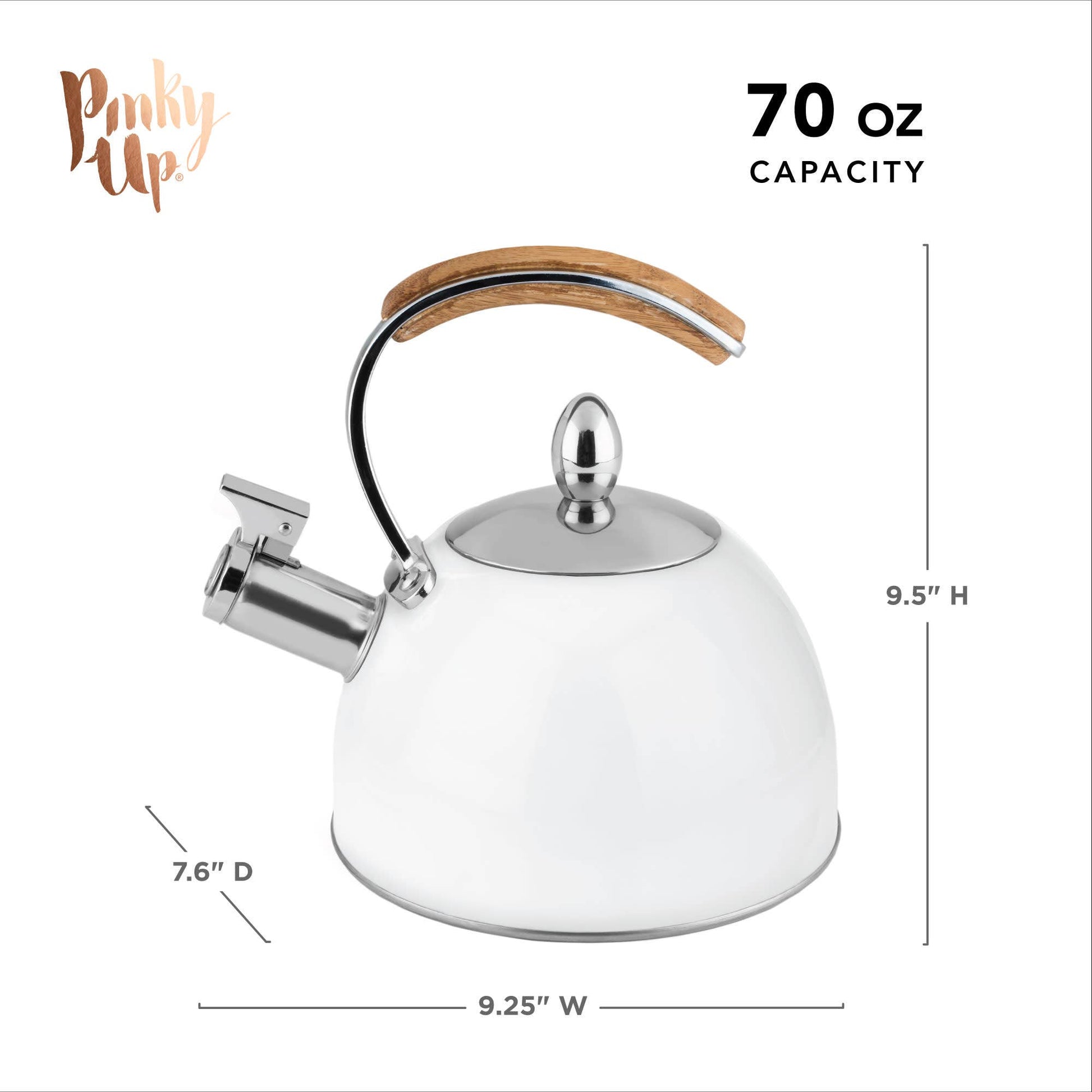 Presley™ Classic Whistling Tea Kettle 70oz in White -