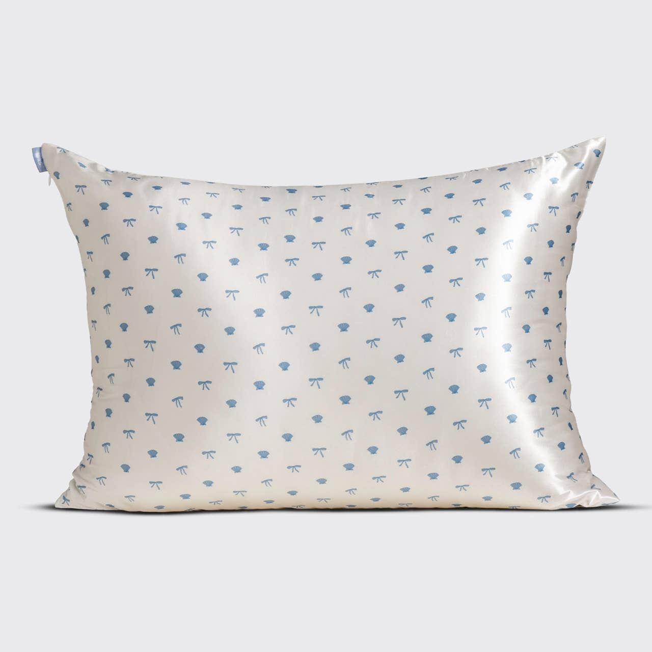 Standard Satin Pillowcase - Pearlized Cream & Coastal Blue Print -