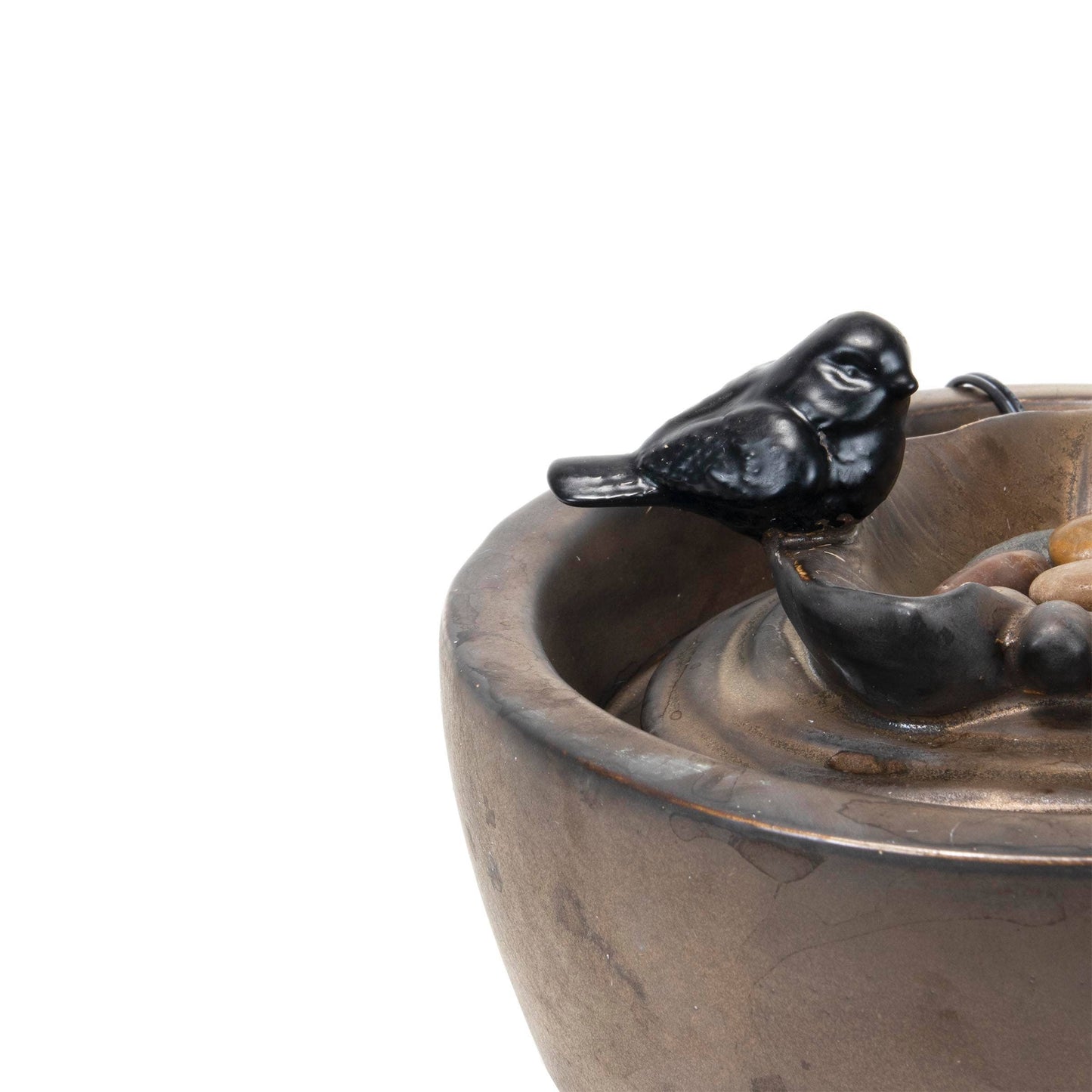 Bronze Bird on Leaf Garden Water Fountain with Pump - Fountains