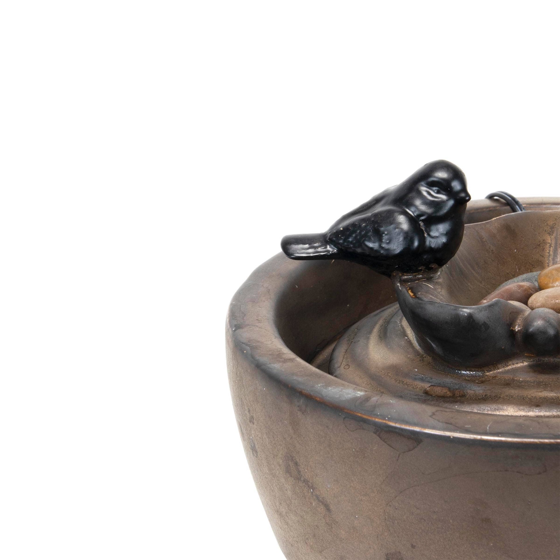 Bronze Bird on Leaf Garden Water Fountain with Pump - Fountains