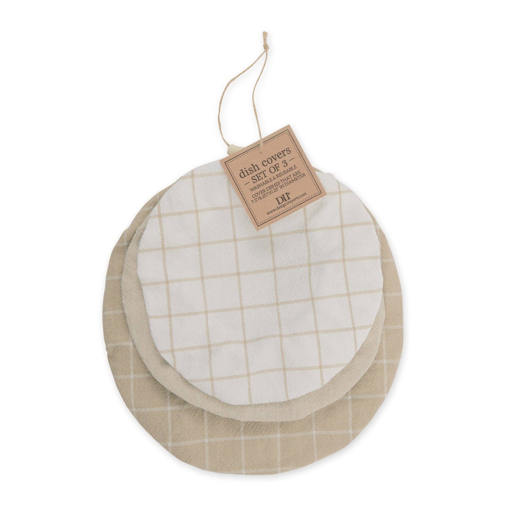 Feather Gray Dish Covers Set of 3 - Kitchen Linens Sets