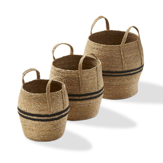 Stripe Basket Set of 3 Multi Seagrass Everyday - Baskets