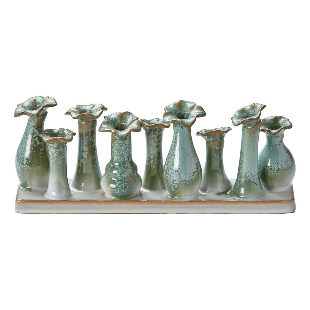 Flourish Bud Vase Green Multi Stoneware Summer -
