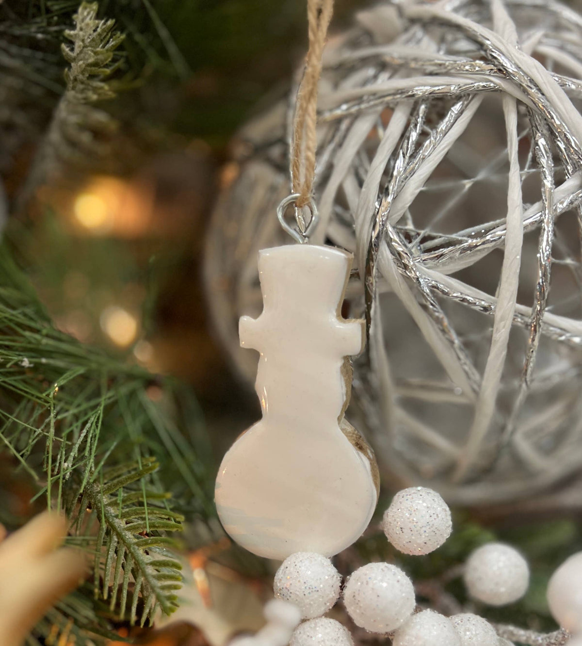 Set of 6 Wooden Snowman Ornament 3x2in