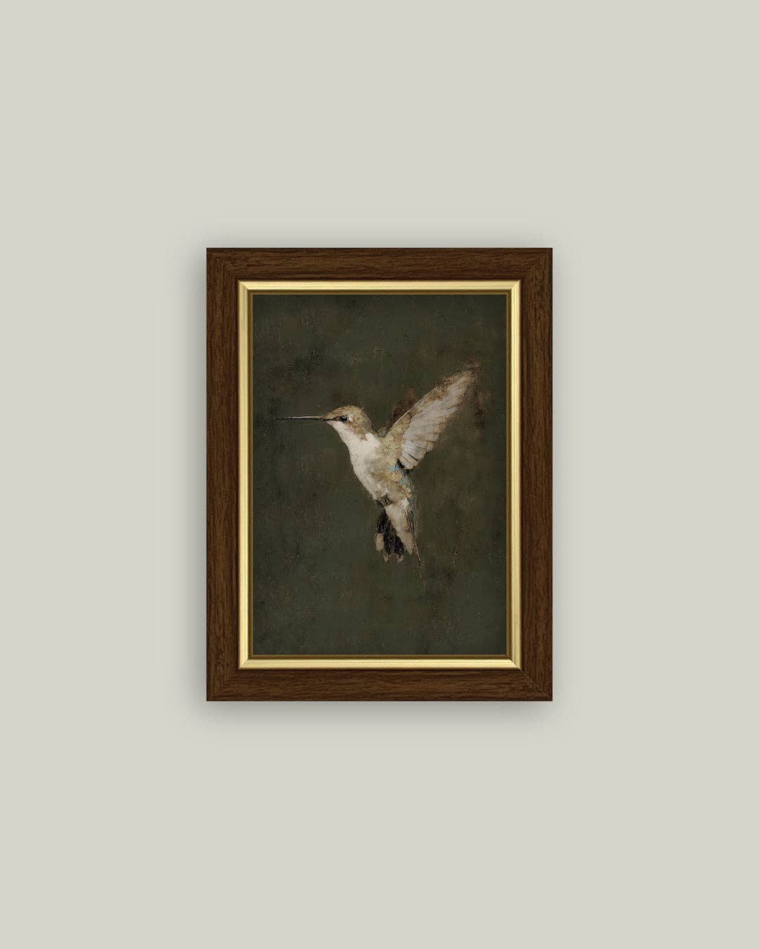 Hummingbird on Green -