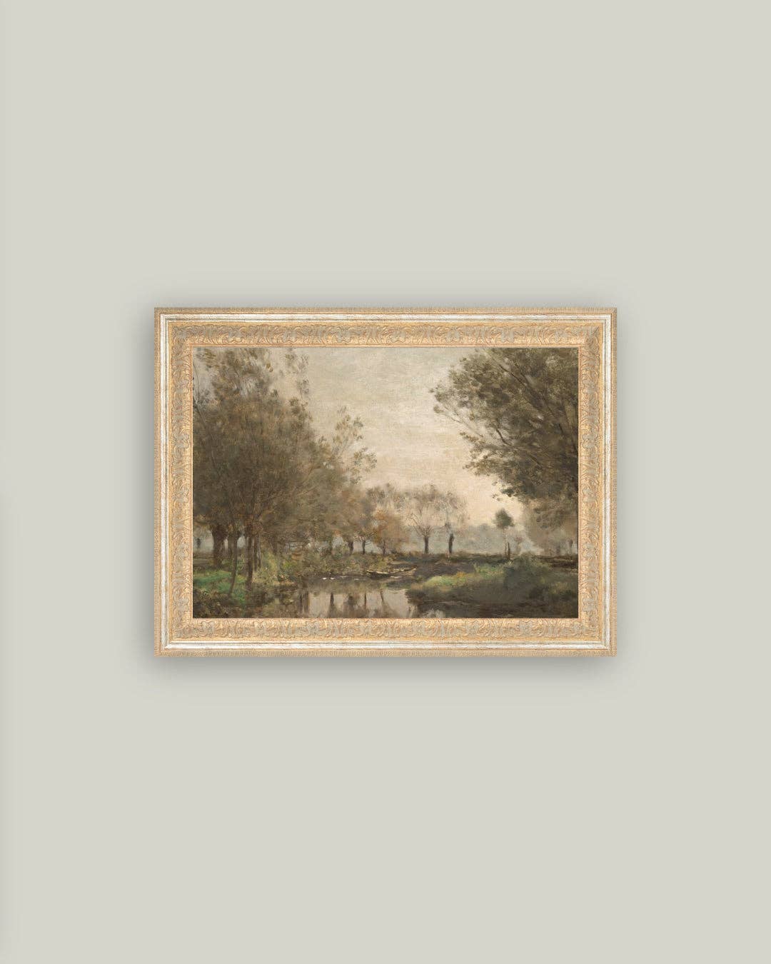 The Creek Framed Antique Art -