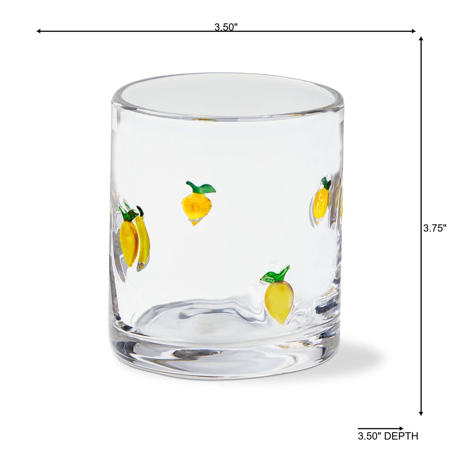 Lemon Double Old Fashioned Glass Yellow Summer -