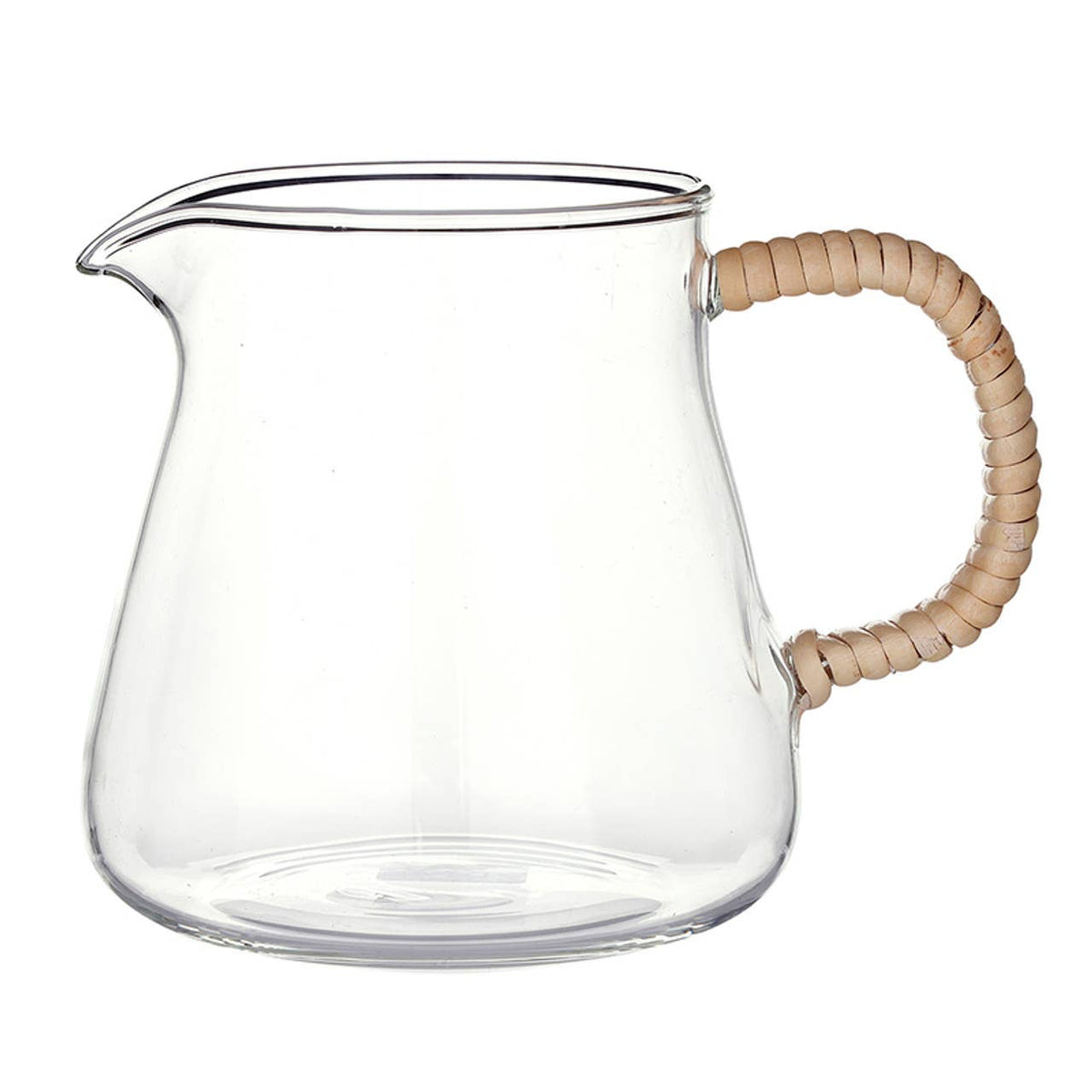 Rattan Handle Pitcher Short With Natural Wraps For Festive Indoor Outdoor Use