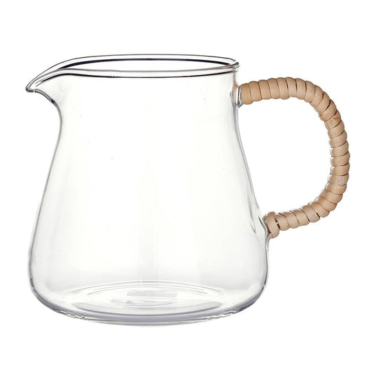 Rattan Handle Pitcher Short With Natural Wraps For Festive Indoor Outdoor Use