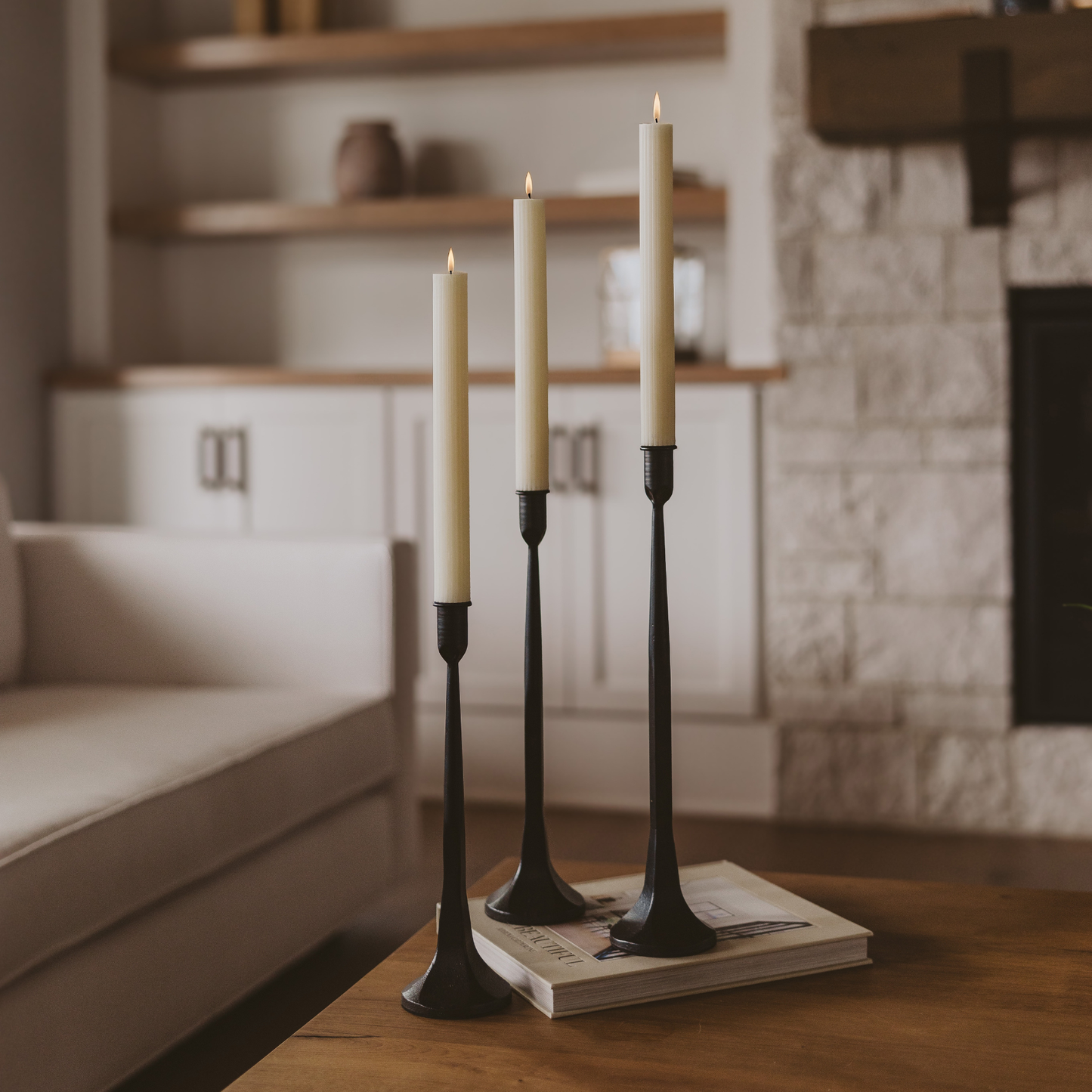 Cast Iron Taper Candle Holders, Set of 3 - Home Decor -