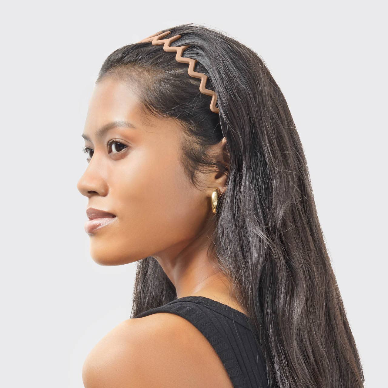 Recycled Plastic Zig Zag Headband 2pc - Neutral -