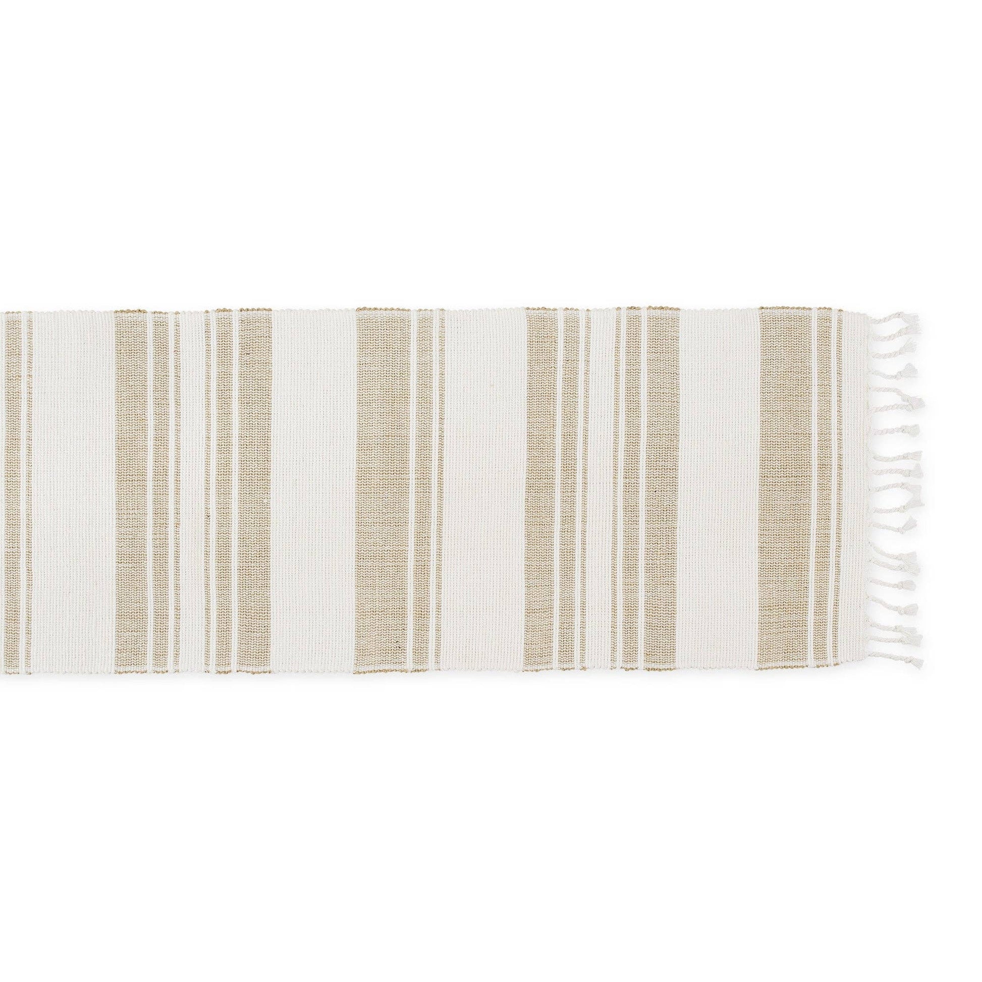 Coastal Sands Stripe Cotton Jute Table Runner - Table Runners