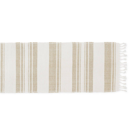 Coastal Sands Stripe Cotton Jute Table Runner